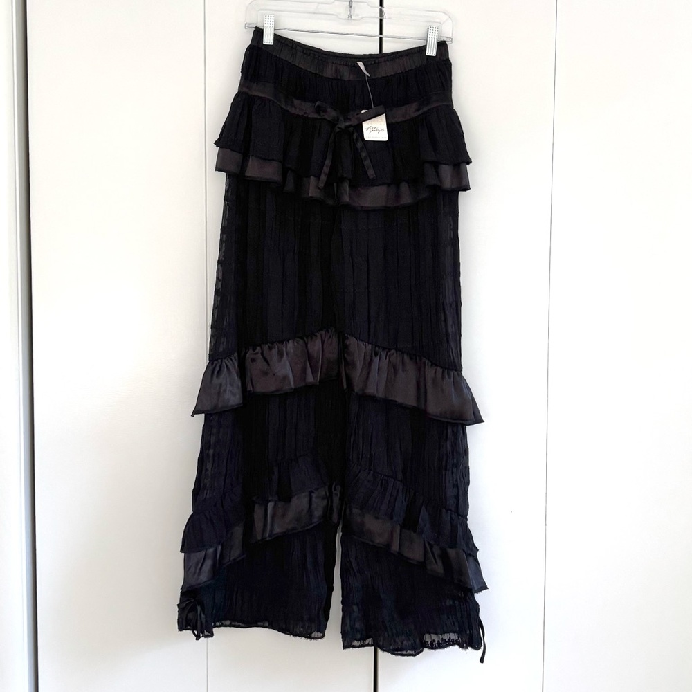 Free People Belle Ruffle Pants in Black Size XS NWT - Picture 3 of 13